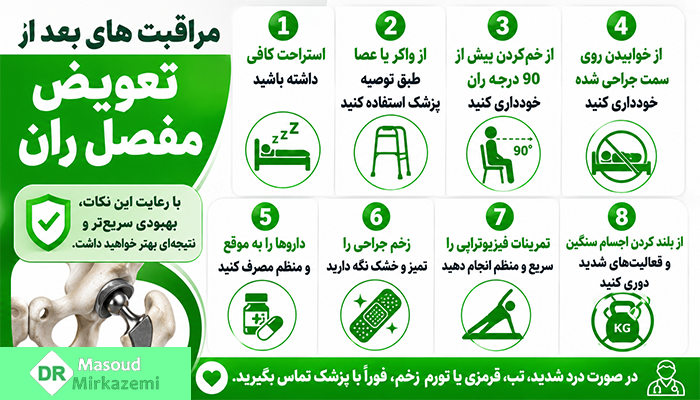 مراقبت های بعد از تعویض مفصل ران